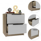 Wood Two Drawer Nightstand - 19-inch