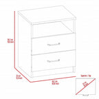 Wood Two Drawer Nightstand - 20-inch