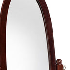 Brown Cherry Oval Framed Cheval Standing Mirror - 59-inch