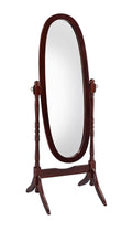 Brown Cherry Oval Framed Cheval Standing Mirror - 59-inch