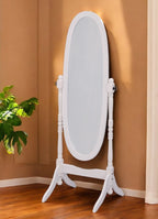 Natural Wood Oval Freestanding Tilting Framed Cheval Mirror - 59-inch