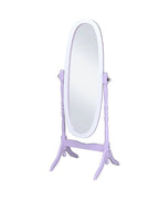 Purple and White Wood Freestanding Oval Framed Cheval Mirror - 59-inch