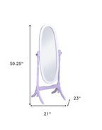 Purple and White Wood Freestanding Oval Framed Cheval Mirror - 59-inch