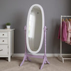 Purple and White Wood Freestanding Oval Framed Cheval Mirror - 59-inch