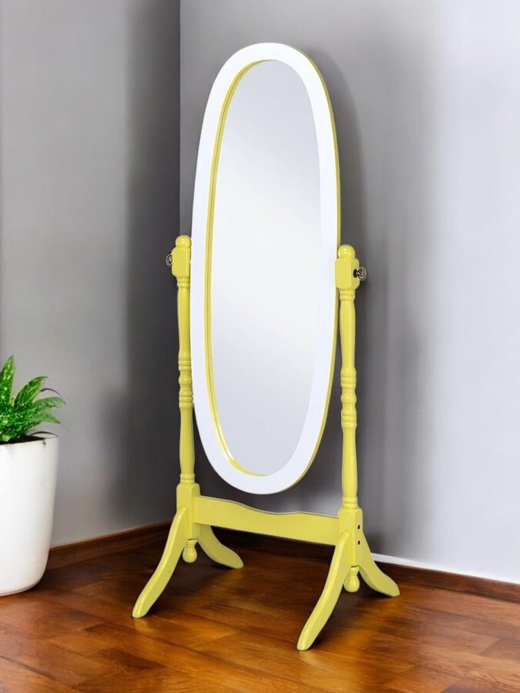 Purple and White Wood Freestanding Oval Framed Cheval Mirror - 59-inch