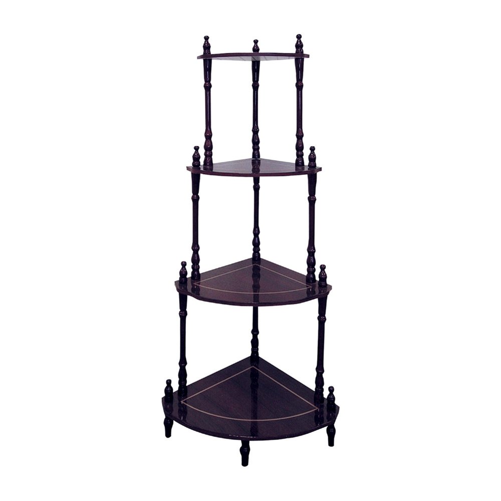 Brown Wood Four Tier Corner Bookcase - 39-inch