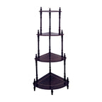 Brown Wood Four Tier Corner Bookcase - 39-inch
