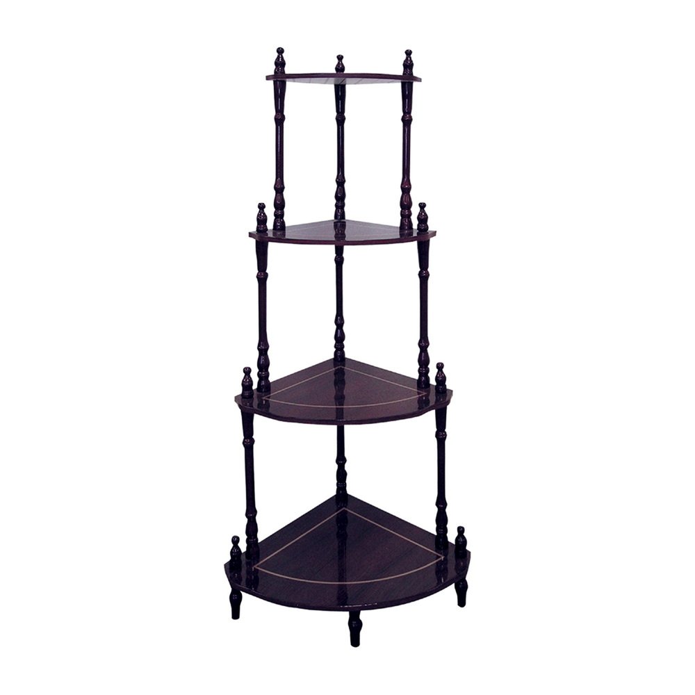 Brown Wood Four Tier Corner Bookcase - 39-inch