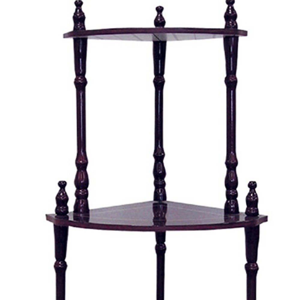Brown Wood Four Tier Corner Bookcase - 39-inch