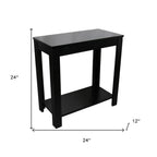Black End Table with Shelf - 24-inch