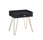 Gold and Black End Table with Drawer - 24-inch