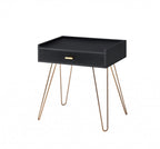 Gold and Black End Table with Drawer - 24-inch