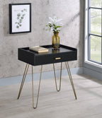 Gold and Black End Table with Drawer - 24-inch