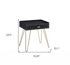 Gold and Black End Table with Drawer - 24-inch