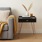 Gold and Black End Table with Drawer - 24-inch