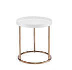 Copper and White Round End Table - 22-inch