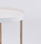 Copper and White Round End Table - 22-inch