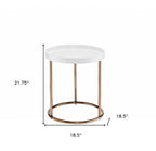 Copper and White Round End Table - 22-inch