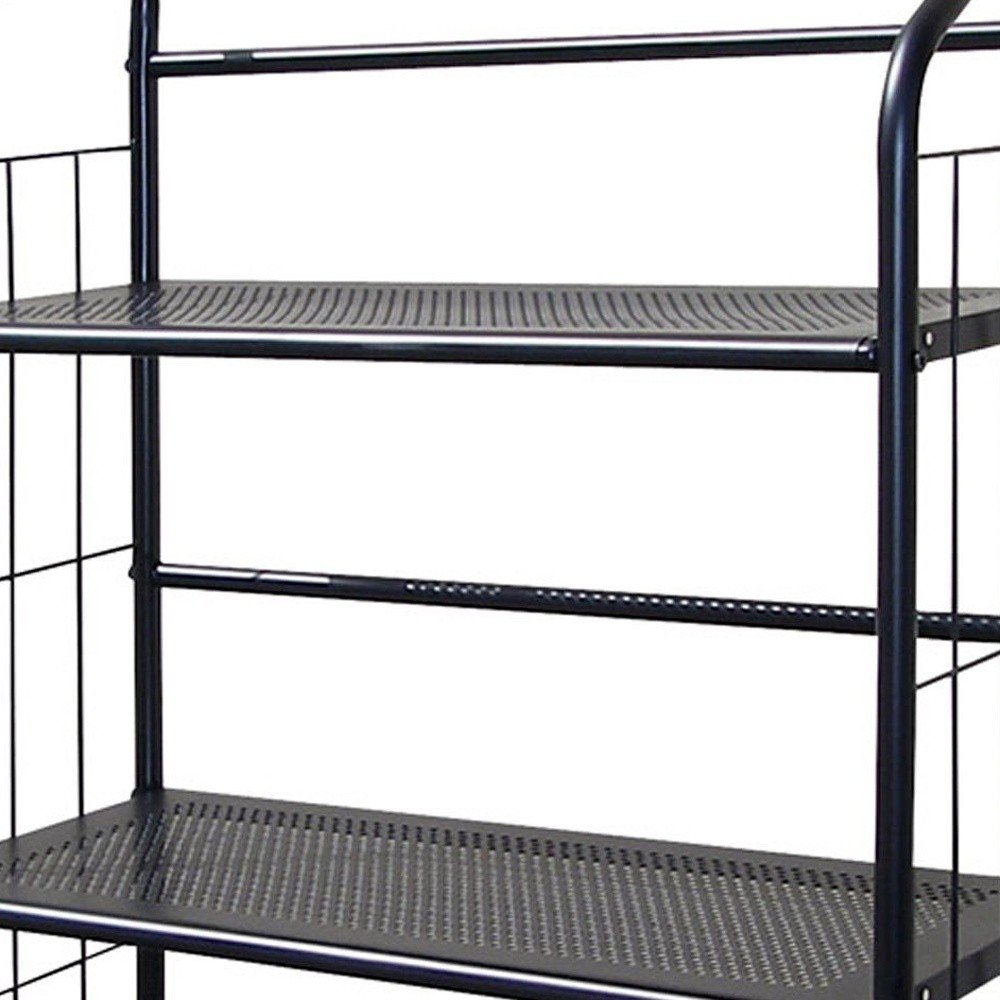 Black Metal Three Tier Bookcase - 37-inch