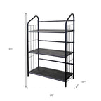 Black Metal Three Tier Bookcase - 37-inch