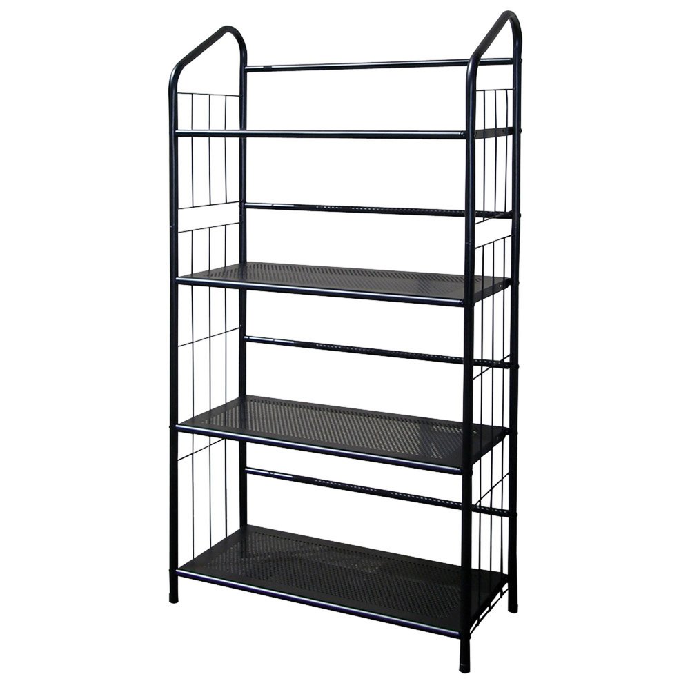 Black Metal Four Tier Bookcase - 49-inch