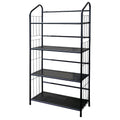 Black Metal Four Tier Bookcase - 49-inch
