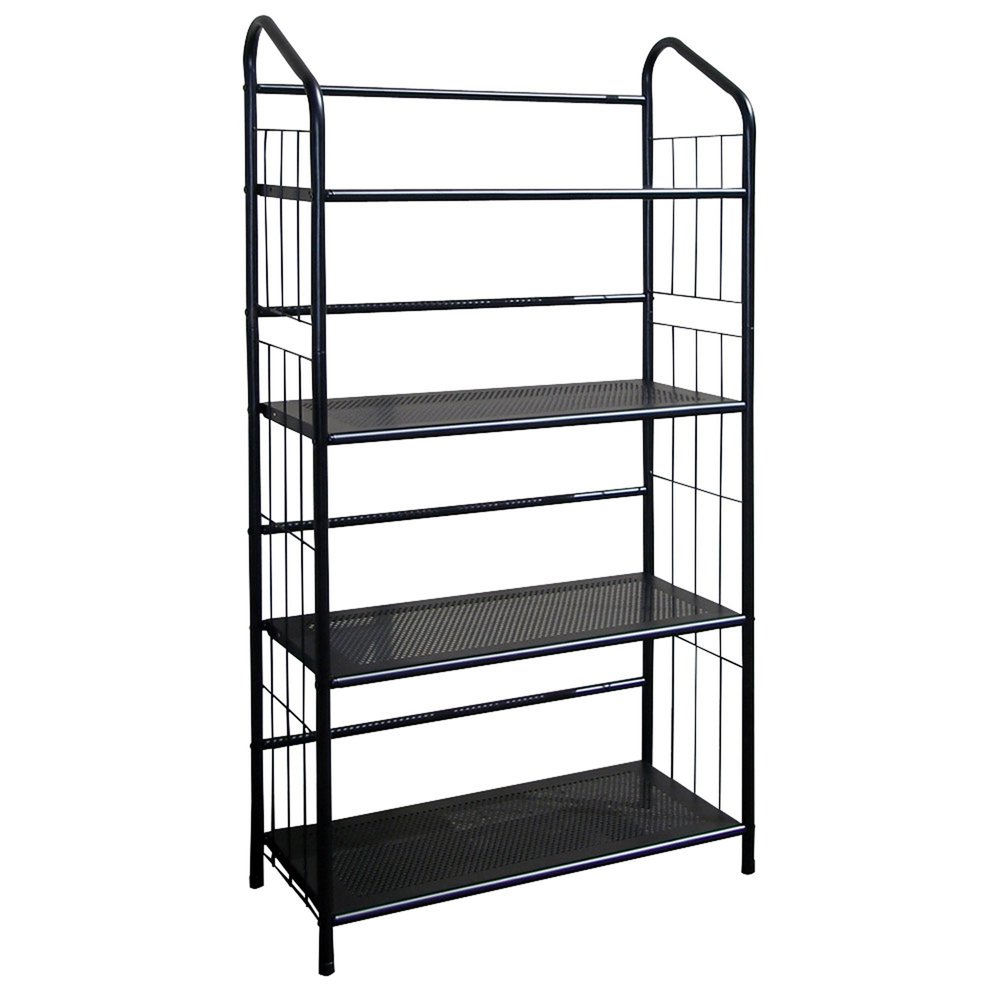 Black Metal Four Tier Bookcase - 49-inch
