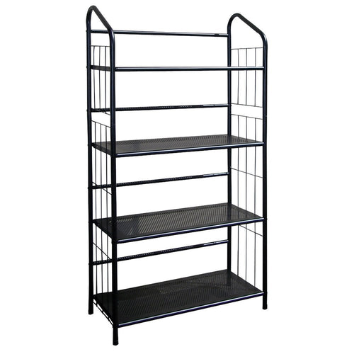 Black Metal Four Tier Bookcase - 49-inch