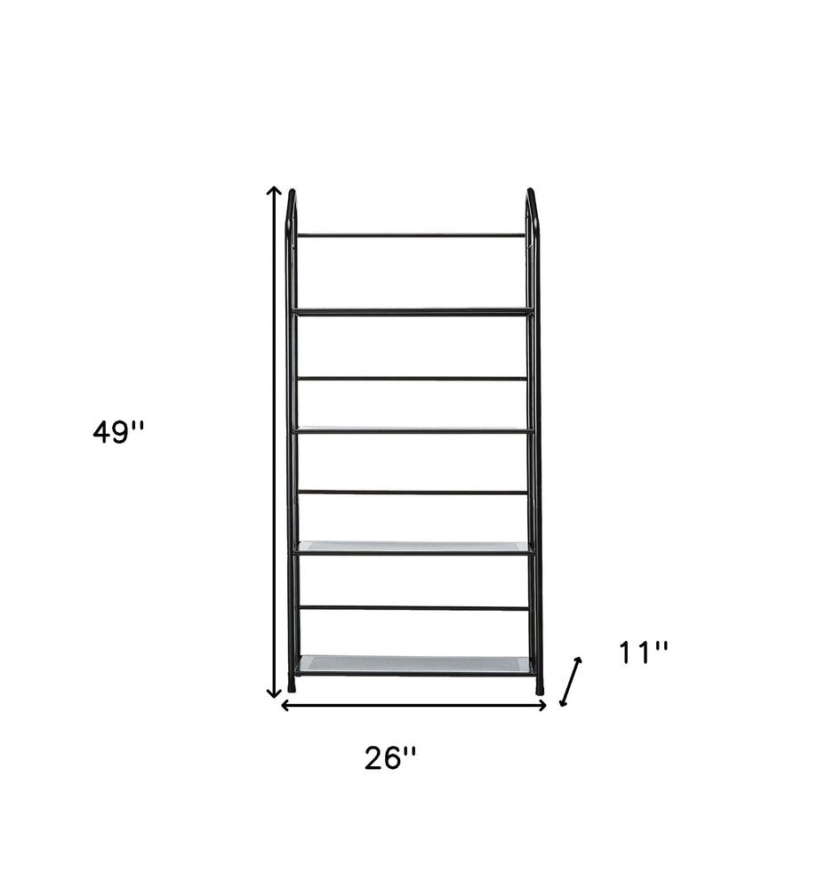 Black Metal Four Tier Bookcase - 49-inch