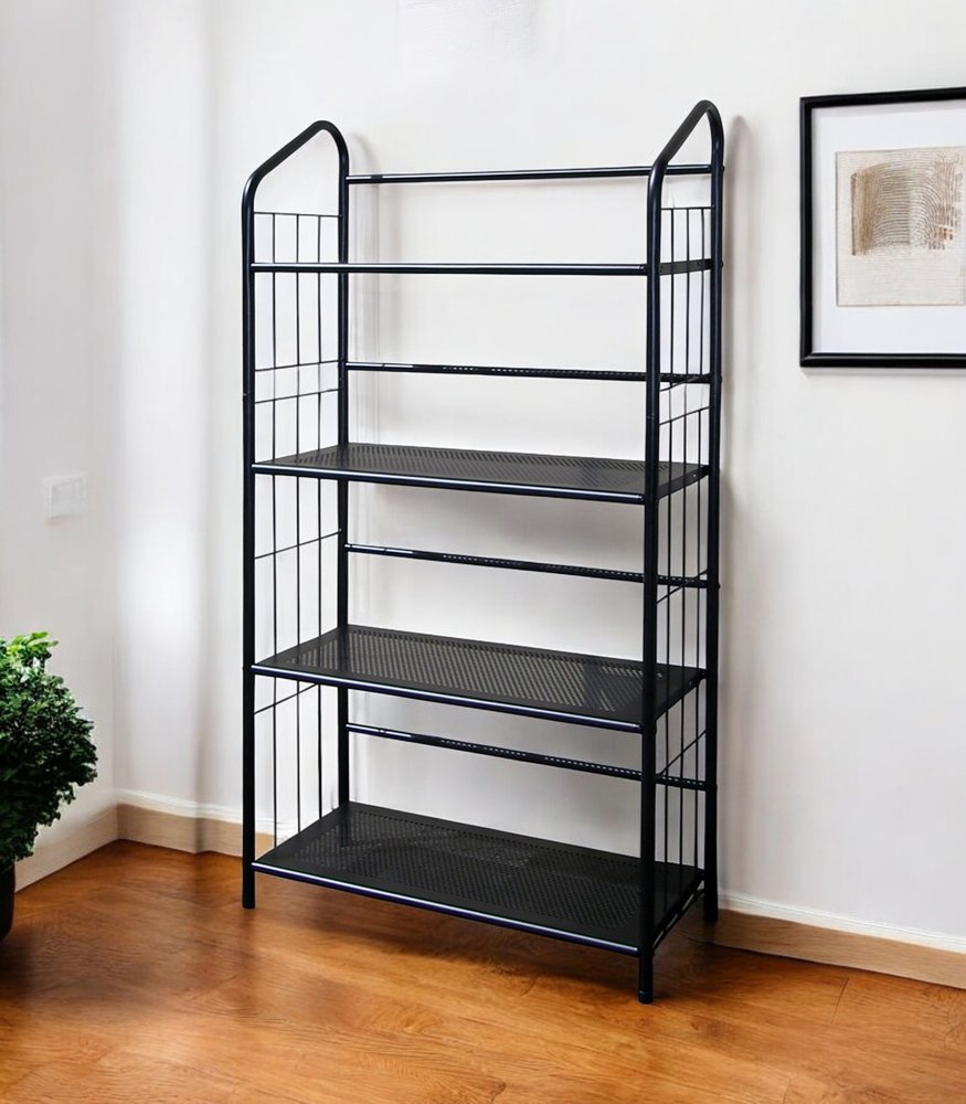 Black Metal Four Tier Bookcase - 49-inch