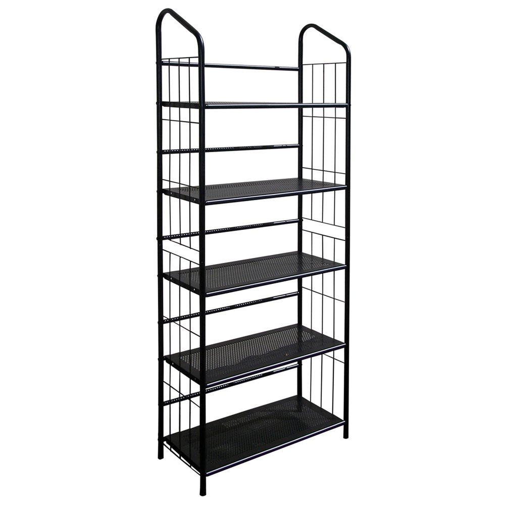 Black Metal Five Tier Bookcase - 64-inch