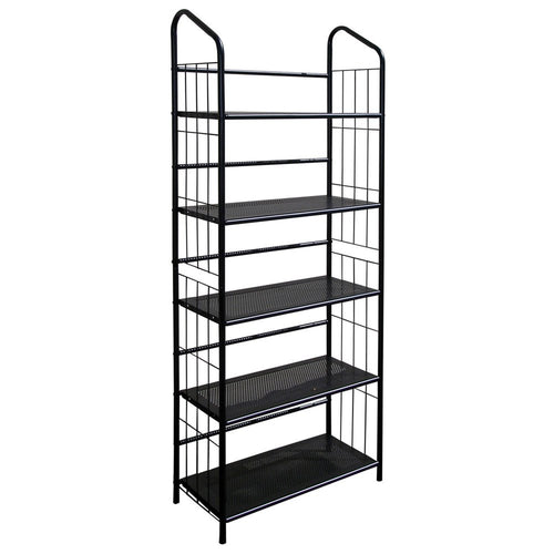 Black Metal Five Tier Bookcase - 64-inch