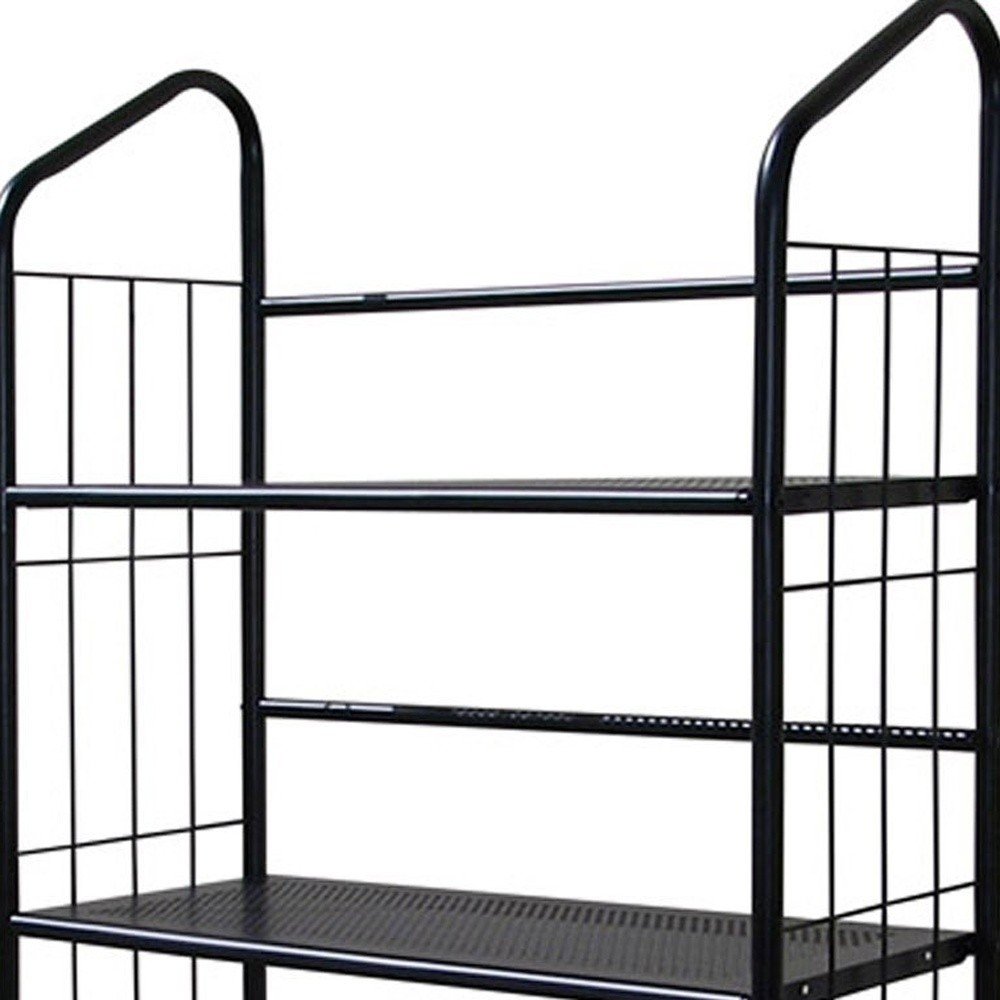 Black Metal Five Tier Bookcase - 64-inch