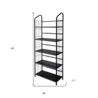 Black Metal Five Tier Bookcase - 64-inch