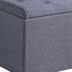 Dark Gray Linen Tufted Storage Ottoman - 17-inch