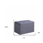 Dark Gray Linen Tufted Storage Ottoman - 17-inch