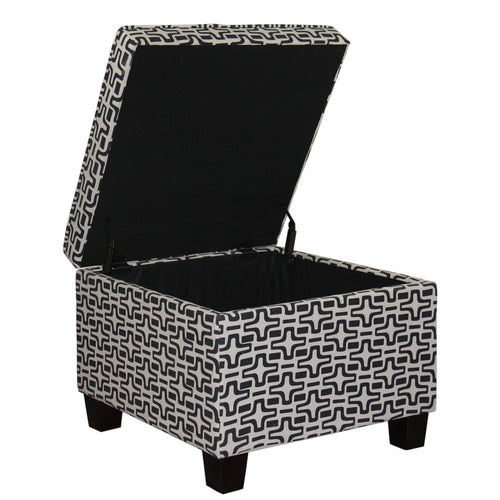 Black and White Polyester Blend and Black Geometric Storage - 25-inch