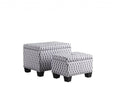 Gray White Black Gray and White Fabric Tufted Storage Ottoman - 17-inch