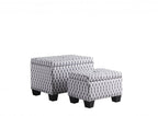 Gray White Black Gray and White Fabric Tufted Storage Ottoman - 17-inch