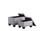Gray White Black Gray and White Fabric Tufted Storage Ottoman - 17-inch