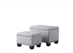 Gray White Black Gray and White Fabric Tufted Storage Ottoman - 17-inch