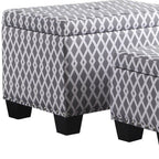 Gray White Black Gray and White Fabric Tufted Storage Ottoman - 17-inch