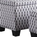 Gray White Black Gray and White Fabric Tufted Storage Ottoman - 17-inch