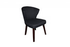 Charcoal and Espresso Cotton and Solid Wood Dining Side Chair