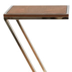 Stylish Asymmetrical Wood and Metal Z Shaped Side Table