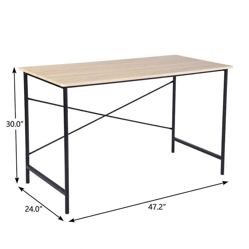 Natural and Black Wood and Aluminum Computer Desk - 48-inch