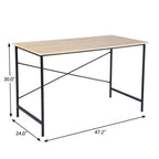 Natural and Black Wood and Aluminum Computer Desk - 48-inch