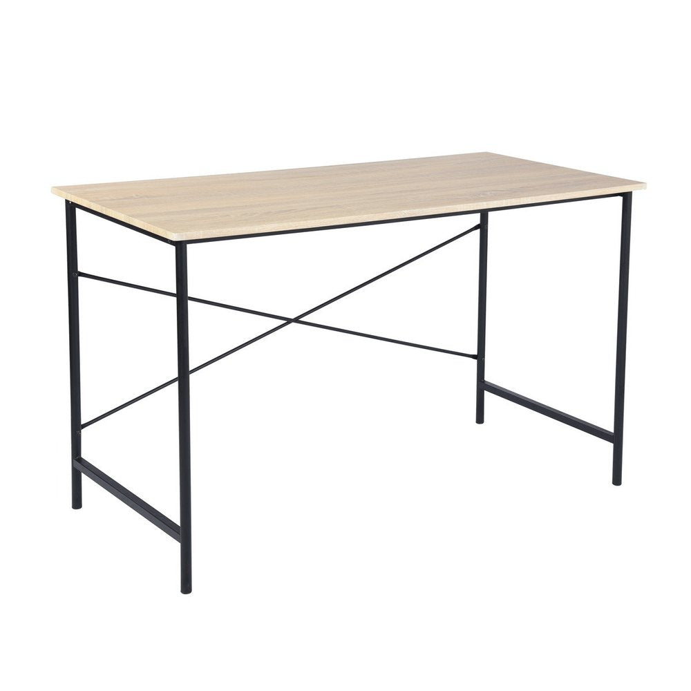 Natural and Black Wood and Aluminum Computer Desk - 48-inch