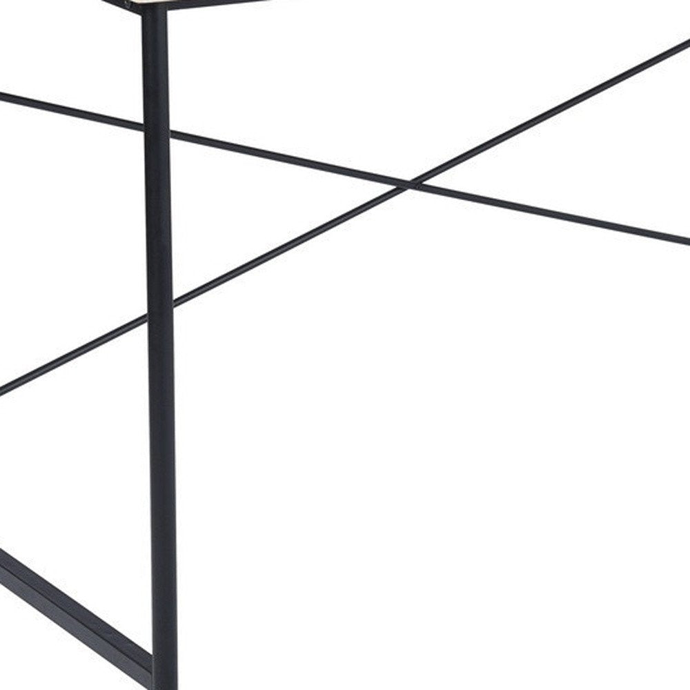 Natural and Black Wood and Aluminum Computer Desk - 48-inch