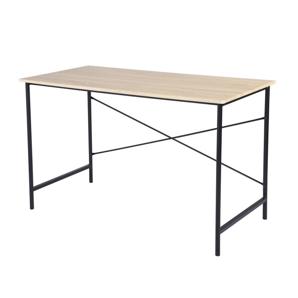 Natural and Black Wood and Aluminum Computer Desk - 48-inch